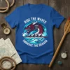 Dragon boat racing t-shirt with "Ride The Waves Embrace The Dragon" text and a graphic of a dragon and rowers