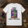 Rise Nightly Creatures t-shirt with a gothic design featuring a green hand and pink serpent rising from the ground