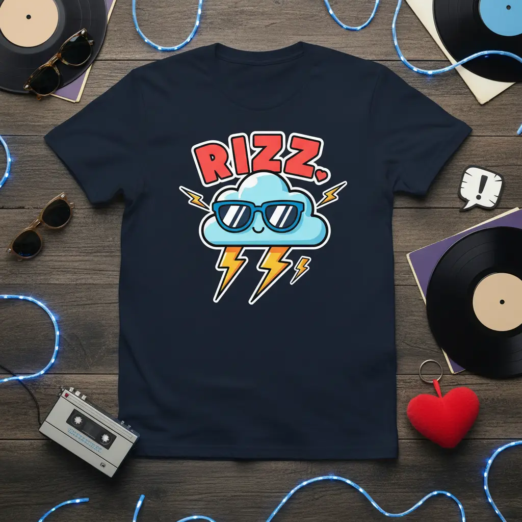 Rizz. Cloud Lightning Strike Cool T-Shirt Gift Idea