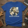Roar Power t-shirt design featuring a majestic lion family illustration with savanna landscape and the text "ROAR POWER"