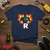 Robin R Logo detailed graphic design printed on comfortable cotton t-shirt