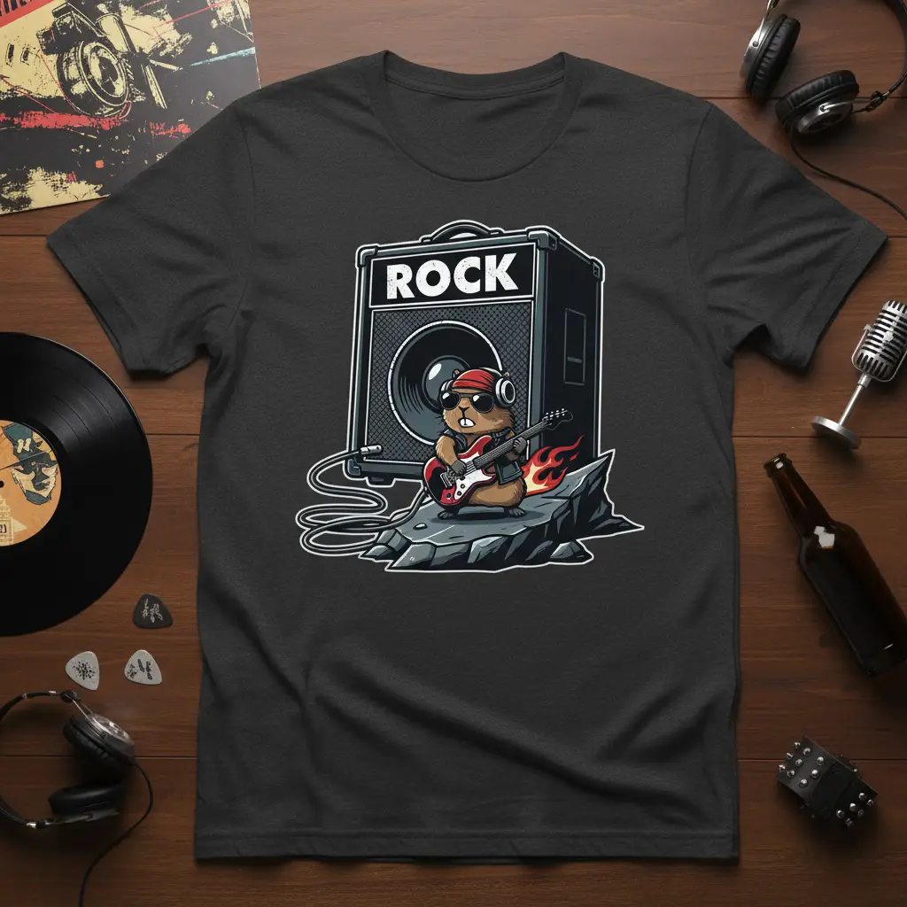 Rock Guitar Groundhog T-Shirt Fun Music Lover Gift
