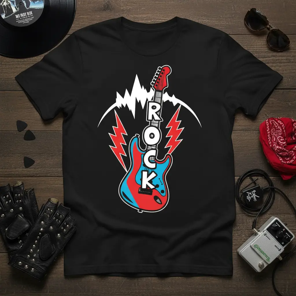 Rock Guitar T-Shirt for Music Lovers and Fans