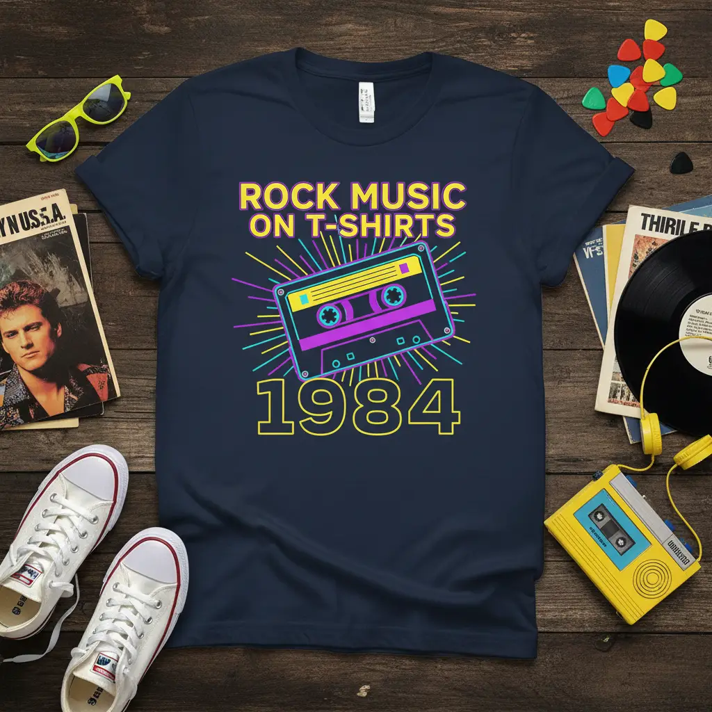 Rock Music on T-Shirts 1984 Retro Cassette