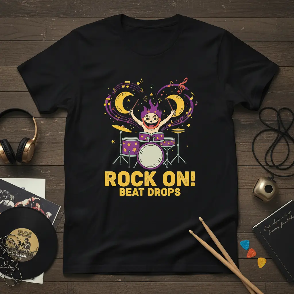 Rock On! Beat Drops Drummer T-Shirt Music Lover Gift