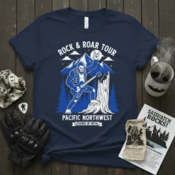 Rock & Roar Tour Pacific Northwest Legends of Metal Bigfoot guitar concert t-shirt design