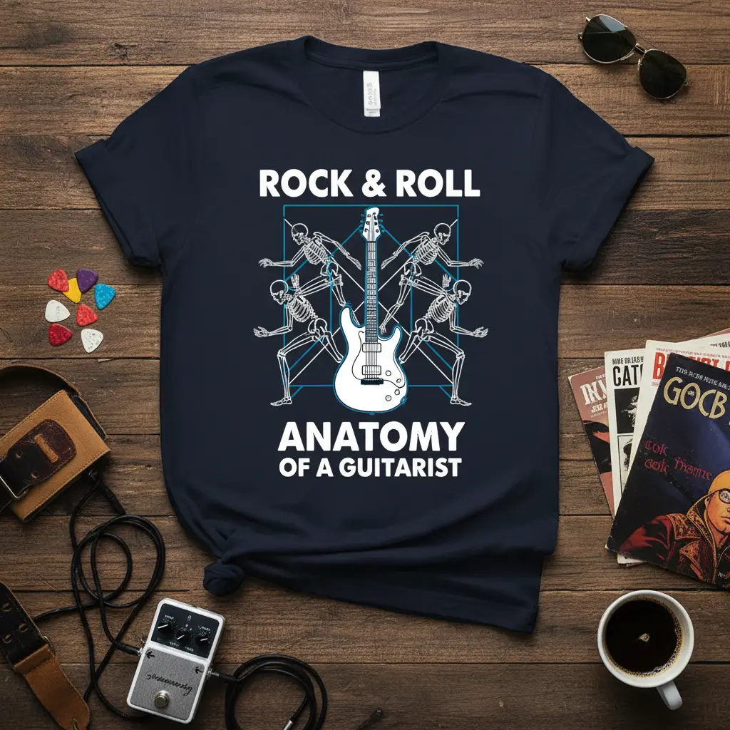 Rock & Roll Anatomy of a Guitarist T-Shirt Musician Gift