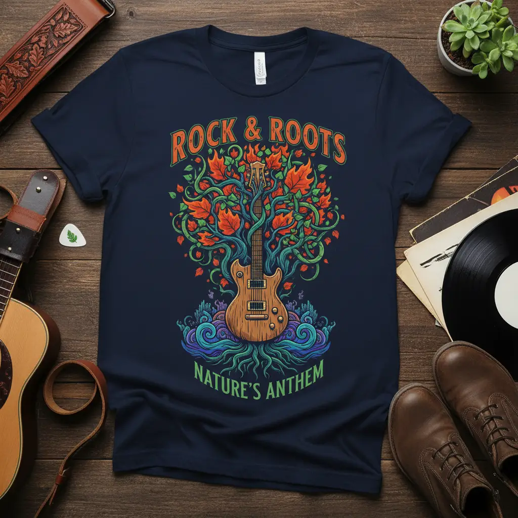 Rock & Roots Nature’s Anthem Guitar T-Shirt Music Gift