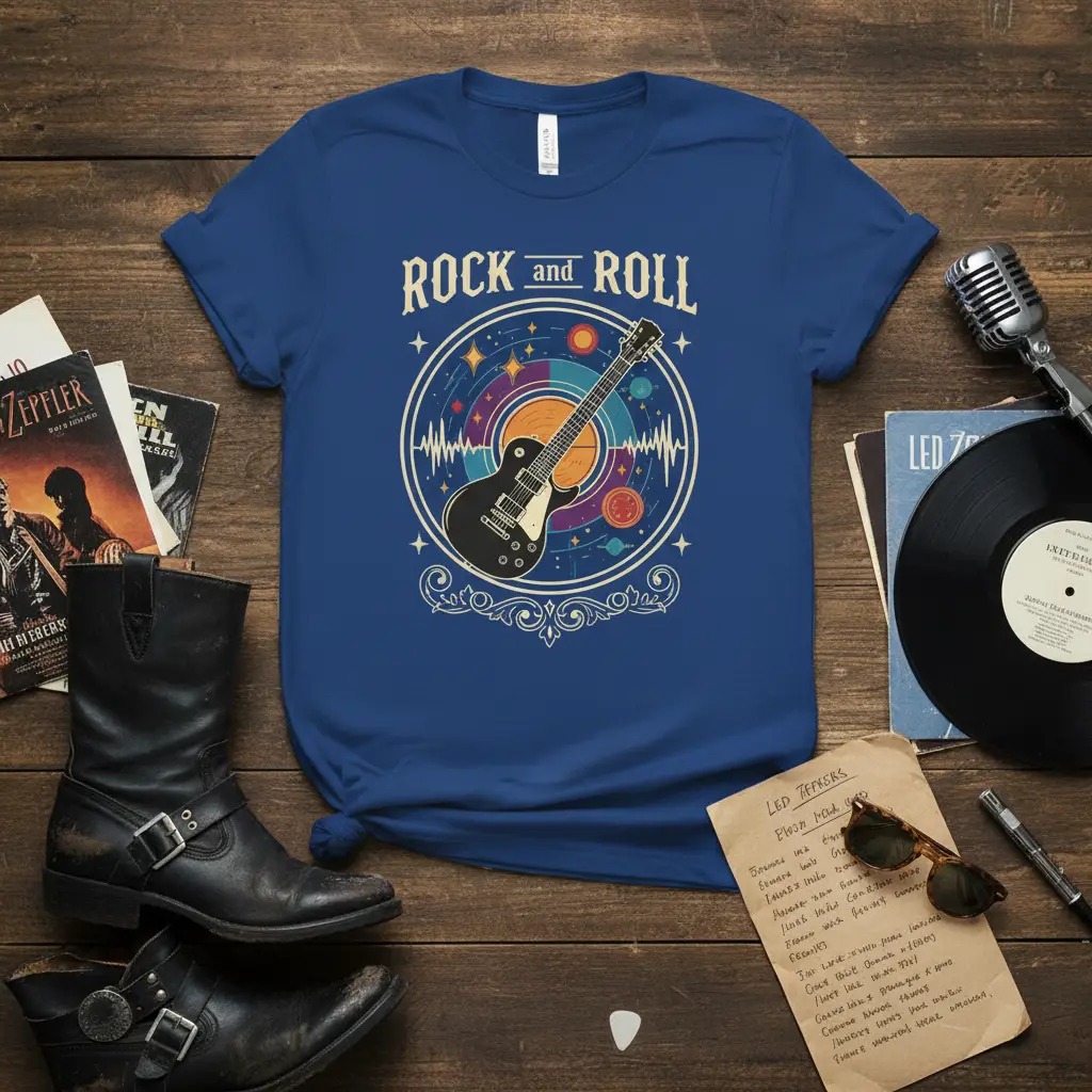 Rock and Roll Guitar T-Shirt Retro Music Lover Gift
