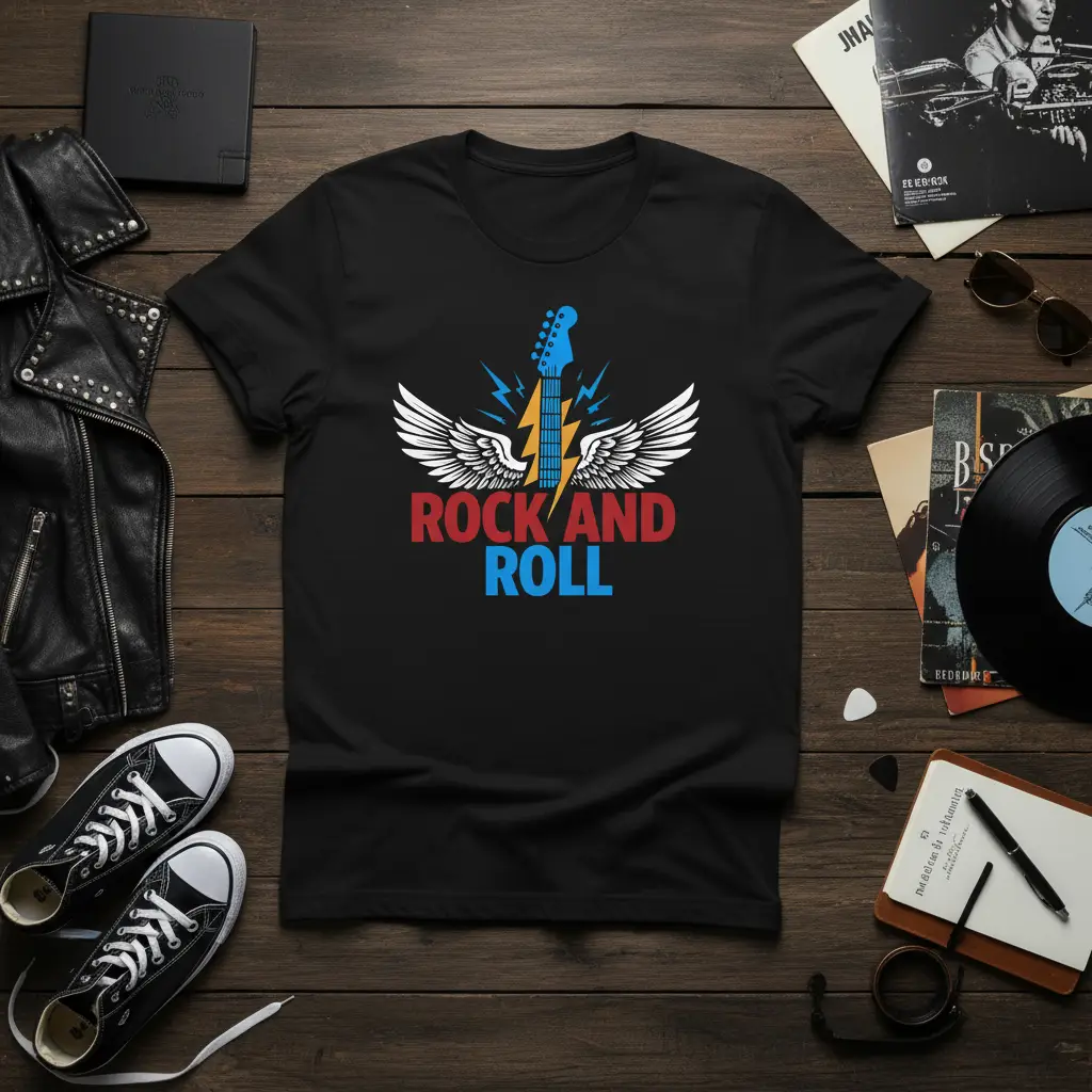 Rock and Roll Guitar Wings T-Shirt Classic Music Fan Gift