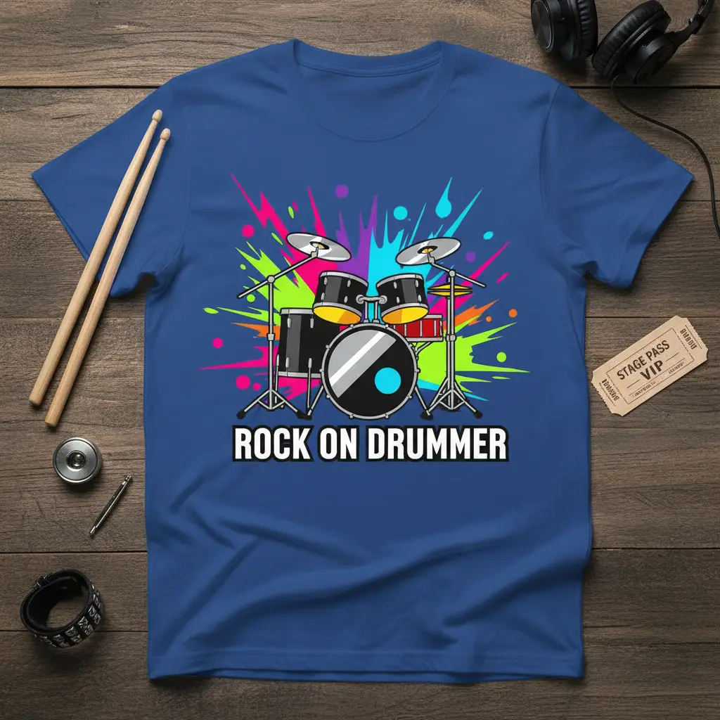 Rock on Drummer T-Shirt Music Lover Gift for Drummers
