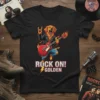 Rock On Golden Retriever unique graphic design printed on comfortable cotton t-shirt