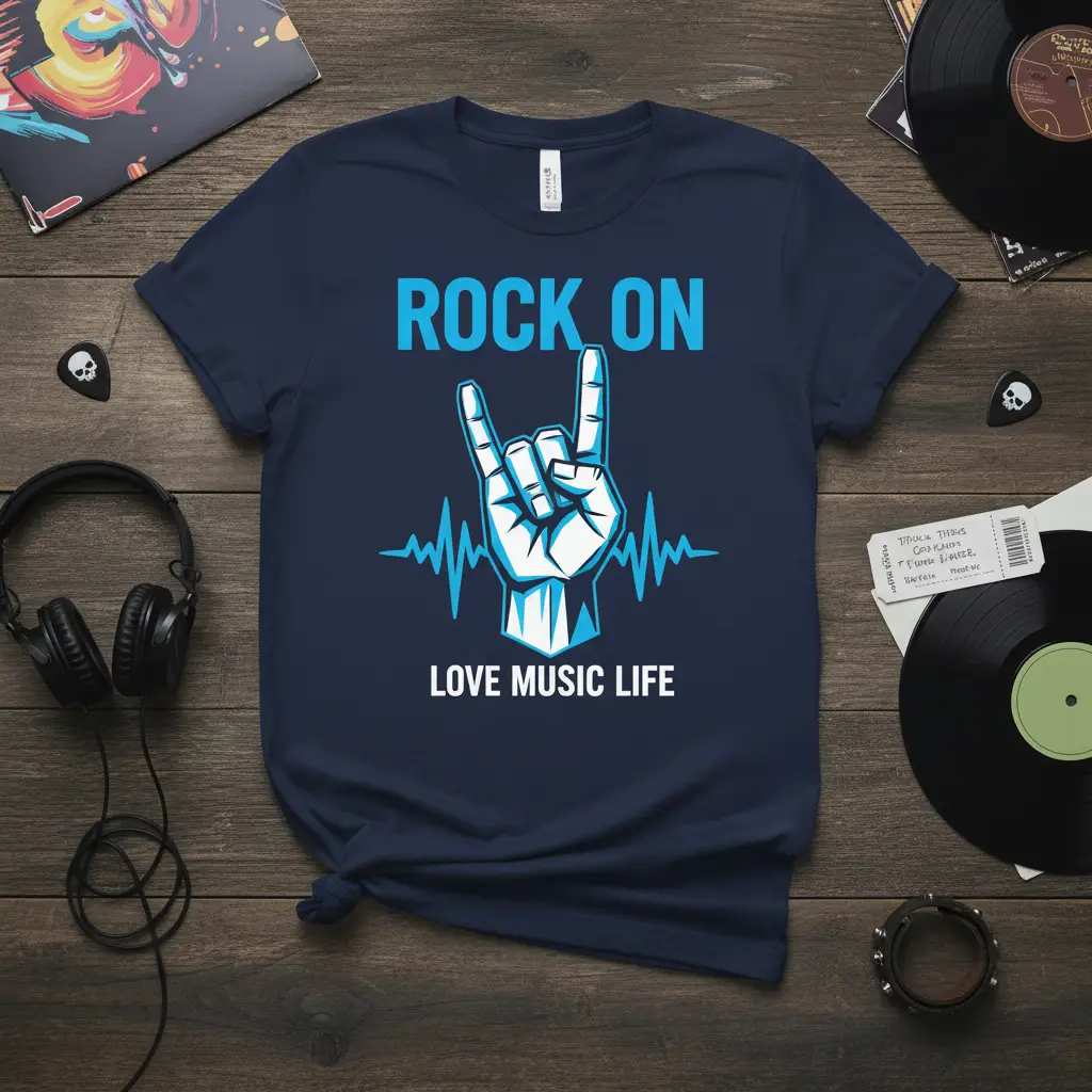 Rock on Love Music Life T-Shirt Gift for Music Lovers