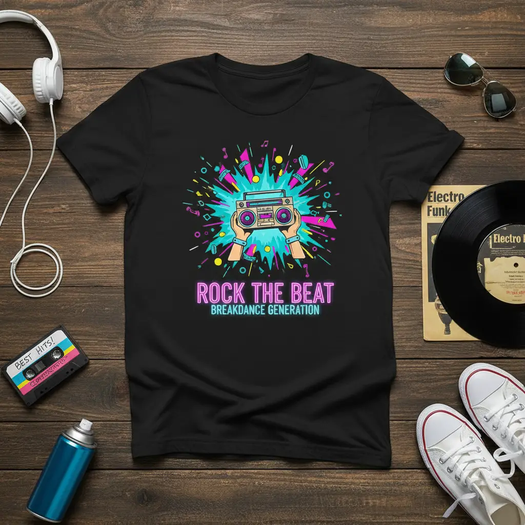 Rock the Beat Breakdance Generation T-Shirt 80s Music Gift