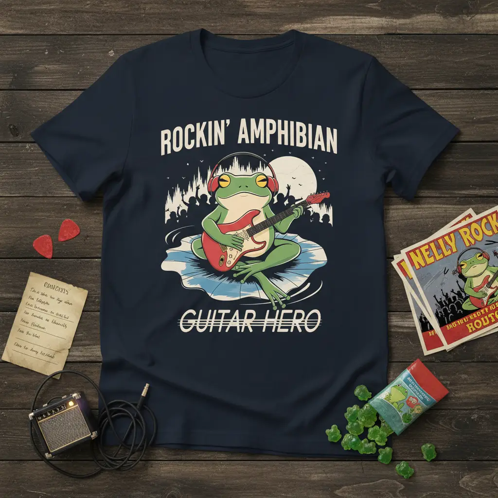 Rockin’ Amphibian Guitar Hero T-Shirt for Music Lovers
