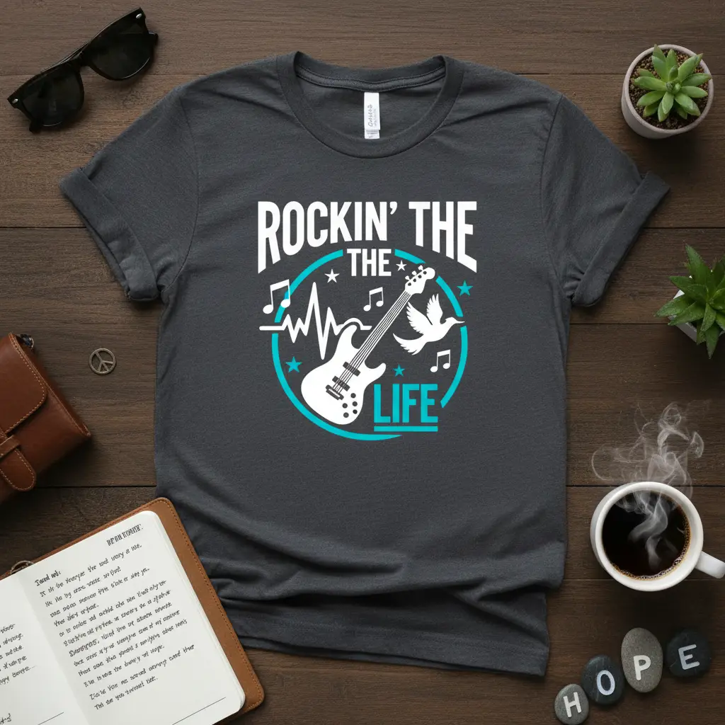 Rockin’ the Life Guitar T-Shirt Music Lover Gift