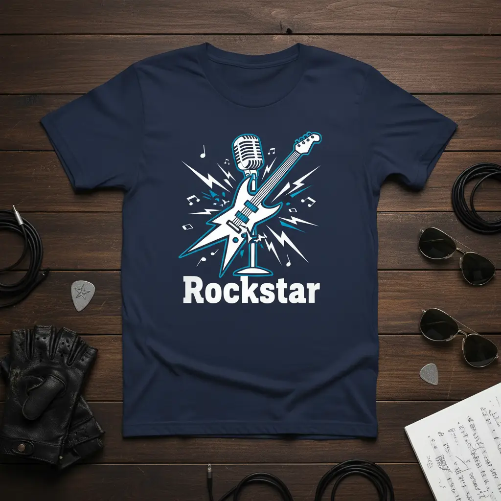 Rockstar Guitar & Microphone T-Shirt Music Lover Gift
