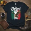 Rodriguez surname text above a Mexican flag design with a bald eagle in flight