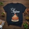 Roi du Tajine AUTHENTIQUE t-shirt design featuring a steaming tajine pot and French text for culinary enthusiasts