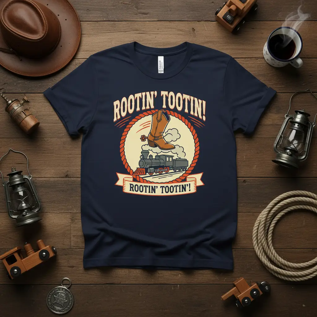 Rootin Tootin Train Boot Western Cowboy T-Shirt