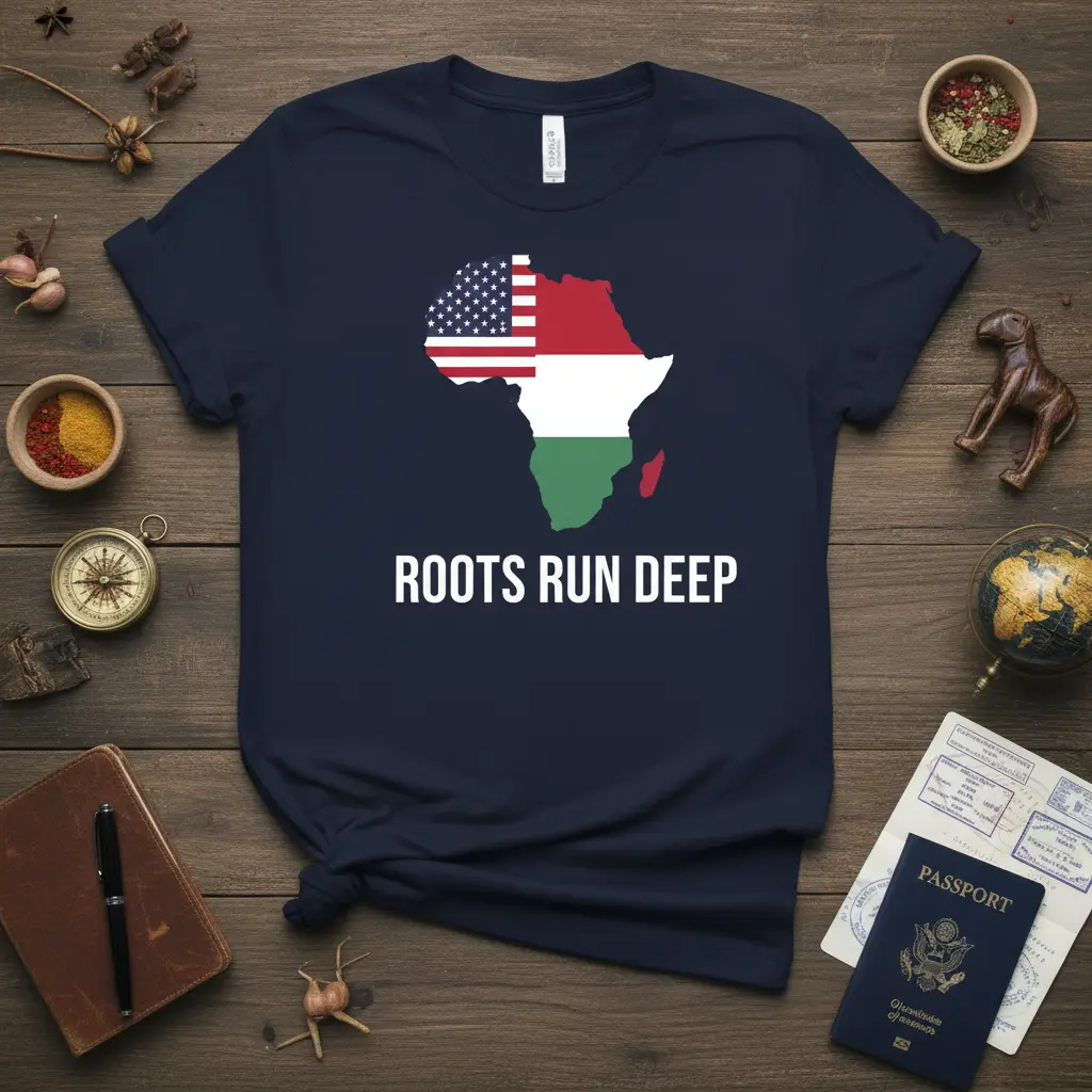 Roots Run Deep Africa Usa Flag T-Shirt Heritage Pride Gift