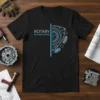 Black t-shirt with blue and white "ROTARY ENGINE" text and schematic diagram of a rotary engine