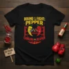 Round 1 Fight Pepper Carolina vs Reaper t-shirt design featuring boxing peppers and flames
