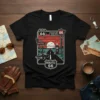 Route 66 Motel Gasoline Pump T-Shirt design featuring a classic car, motel sign, and vintage gas pump at sunset
