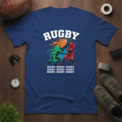Rugby RUGBY RUGBY RUGBY RUGBY RUGBY RUGBY RUGBY RUGBY RUGBY RUGBY RUGBY T-Shirt featuring two players in action with a