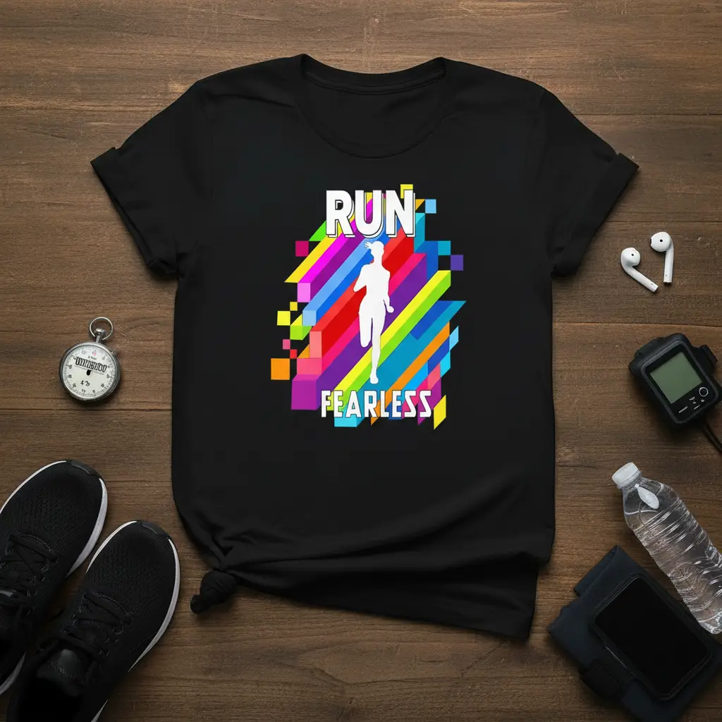 Run Fearless Runner T-Shirt Motivational Fitness Gift