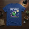 Running From My Dark Thoughts T-Shirt with a raccoon running and a brain graphic
