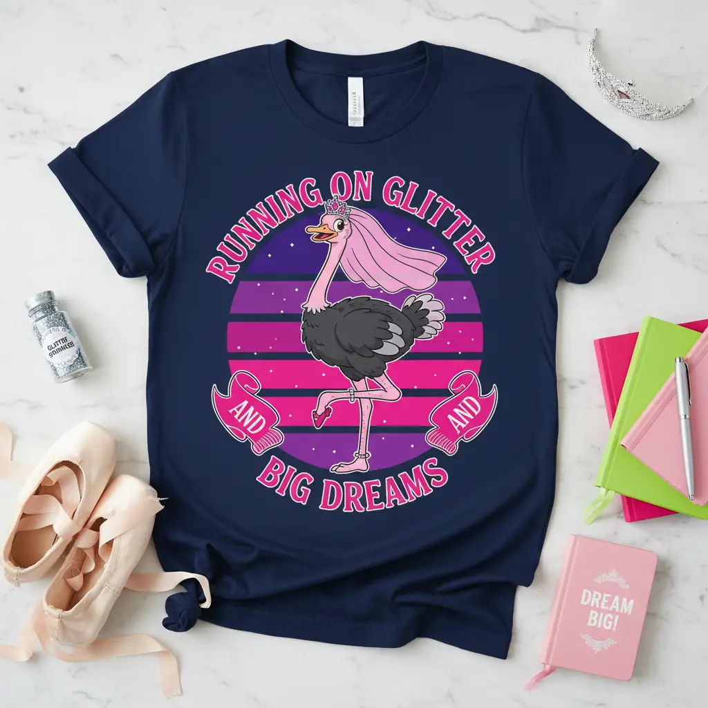 Running on Glitter and Big Dreams Ostrich Tee