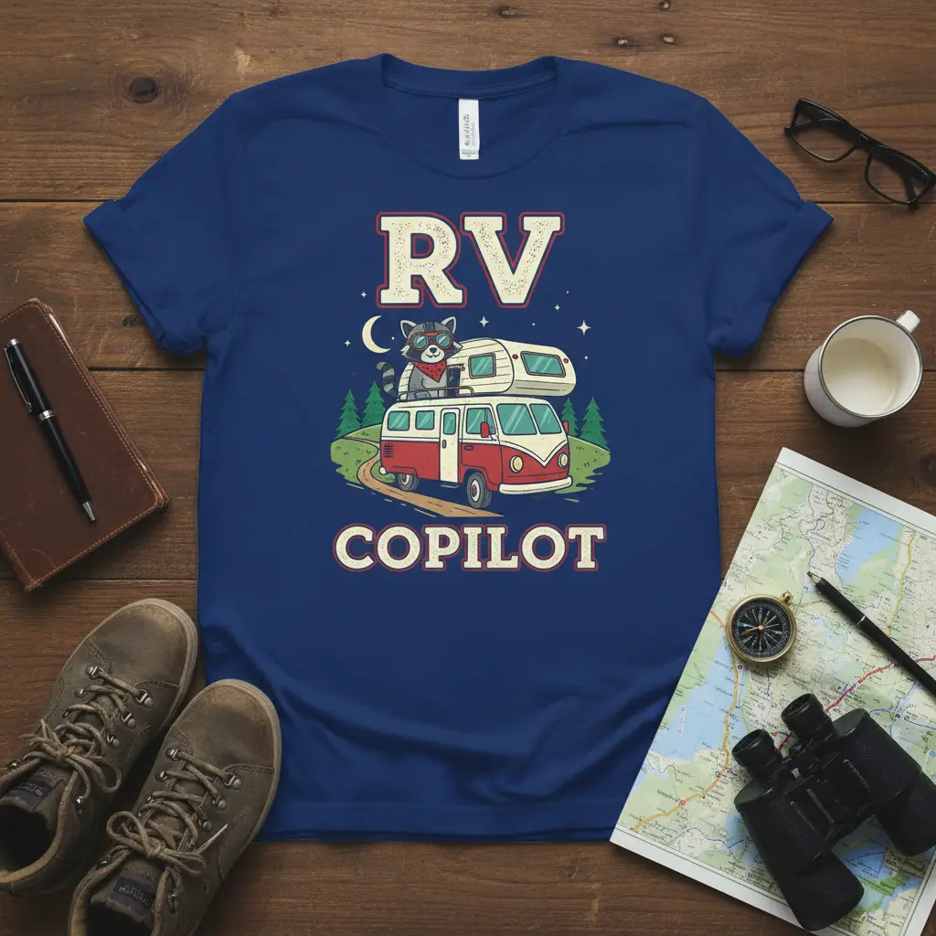 Rv Copilot Camper Van T-Shirt Funny Road Trip Gift