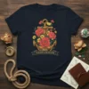 Sailor's Blossom t-shirt design with a wooden anchor surrounded by red and yellow flowers