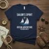 Sailor's Spirit Ocean Adventure Freedom Awaits t-shirt with two sailboats on waves and a compass rose graphic