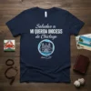 Navy blue t-shirt with white text "Saludos a MI QUERIDA DIOCESIS de Chiclayo" and a line art of a cathedral