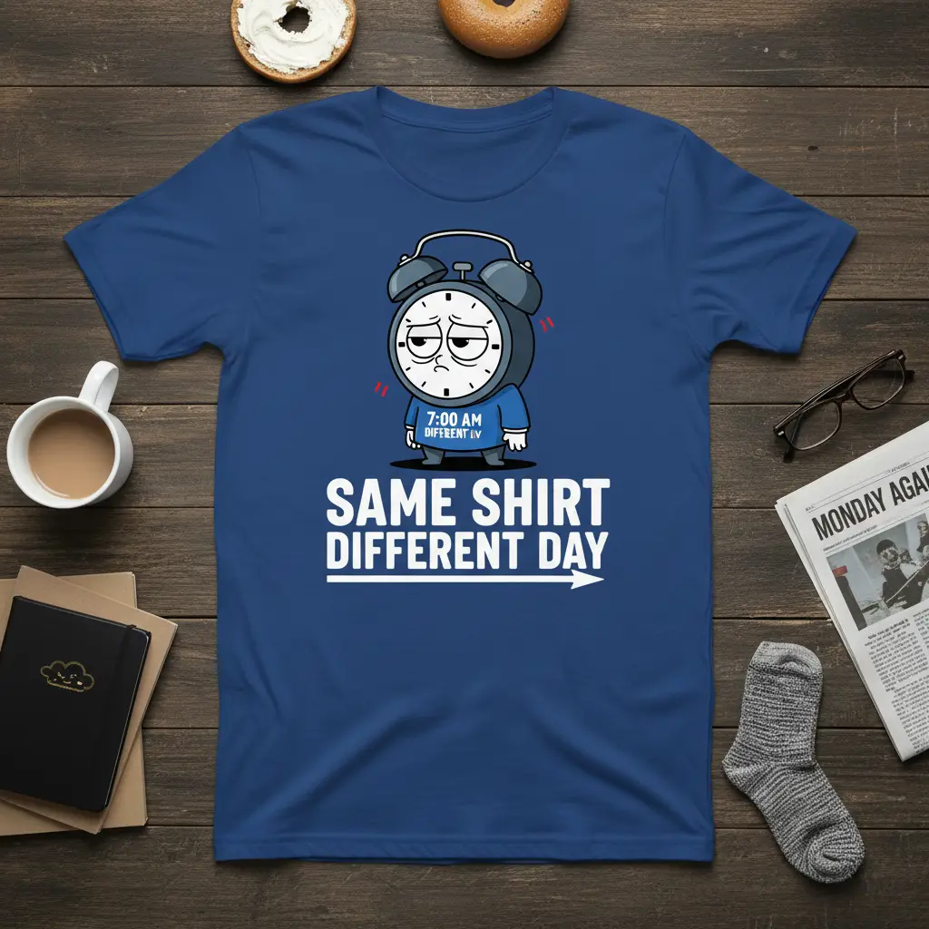 Same Shirt Different Day Funny Alarm Clock Tee