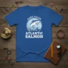Samo Salar Atlantic Salmon T-Shirt featuring a leaping salmon graphic, text "Samo Salar Atlantic Salmon"