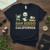 San Diego California t-shirt with three pandas and bamboo graphic