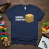 Sandwich Generation text with a stacked ham and lettuce sandwich graphic on a navy blue t-shirt