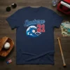 Navy blue t-shirt with "Santurce 21" in white and red, featuring a blue wave crashing over a baseball and home