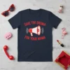 Save The Drama For Your Mama quote on a navy t-shirt with a red and white megaphone graphic