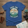 T-shirt with the text "Save The Floaty Potatoes" and cartoon manatees swimming in water, designed for manatee lovers