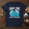 Save the Floaty Potatoes manatee t-shirt design featuring three manatees swimming in water