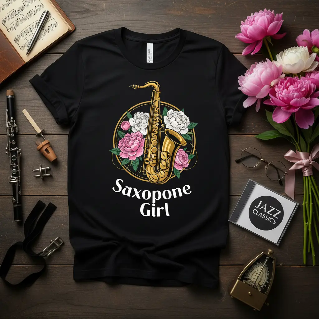 Saxopone Girl T-Shirt Jazz Music Lover Gift for Her