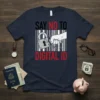 Say No To Digital ID t-shirt design with lock, key, and barcode graphic