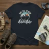 Say Yes To New Adventure T-Shirt featuring a vintage compass graphic with mountains and a sunset, designed for outdoor enthusiasts