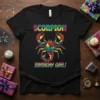 Scorpion Birthday Girl zodiac graphic tee with a colorful scorpion and rainbow text
