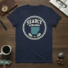 Navy blue t-shirt featuring "Searcy Arkansas" text within a circle and the Arkansas state outline graphic