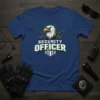 Security Officer t-shirt design featuring a bald eagle with crossed assault rifles and bold text "SECURITY OFFICER"